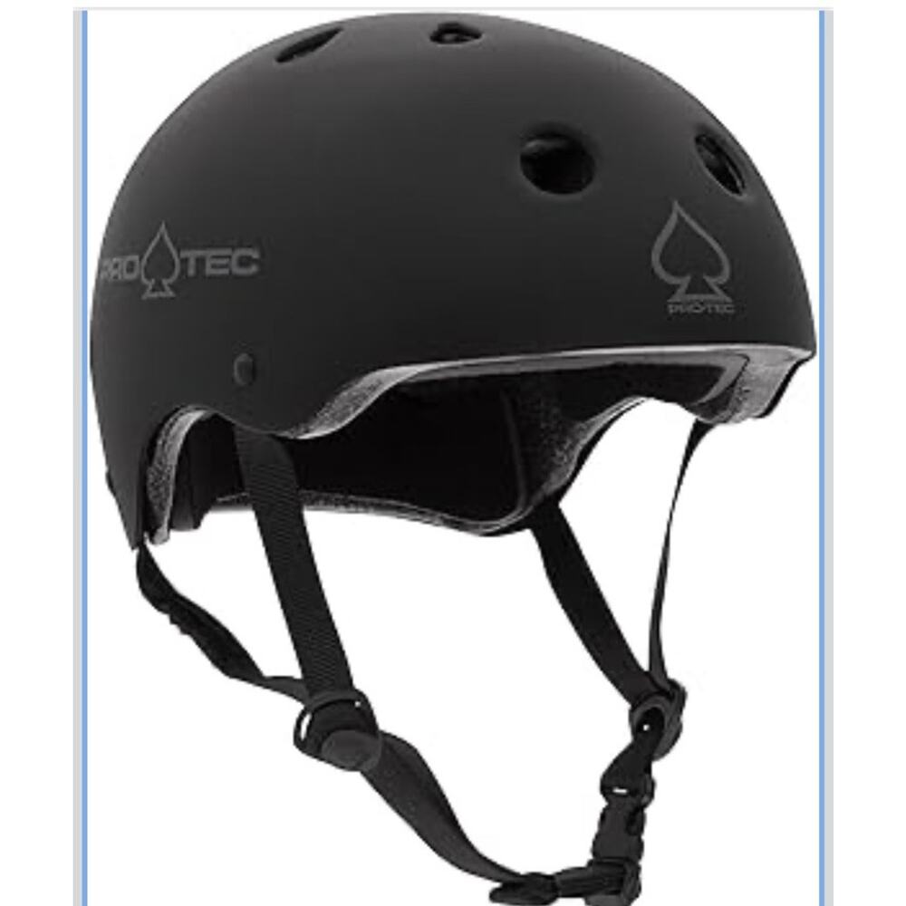 Pro-Tec Classic Skate Helmet Matte Black with Black Straps Certified Small